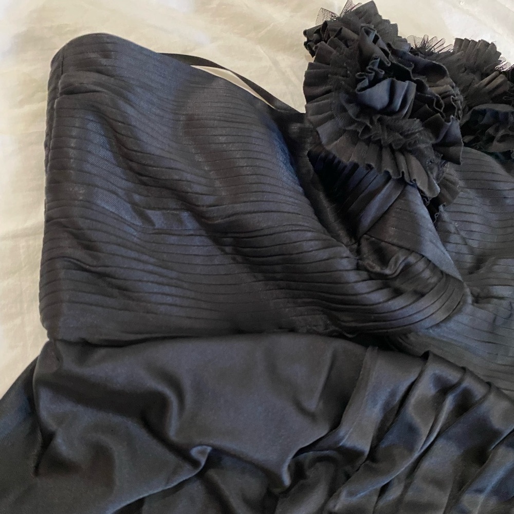 BCBGMAXZARIA black mini cocktail summer party y2K 1 shoulder strap goth dress - Picture 6 of 12